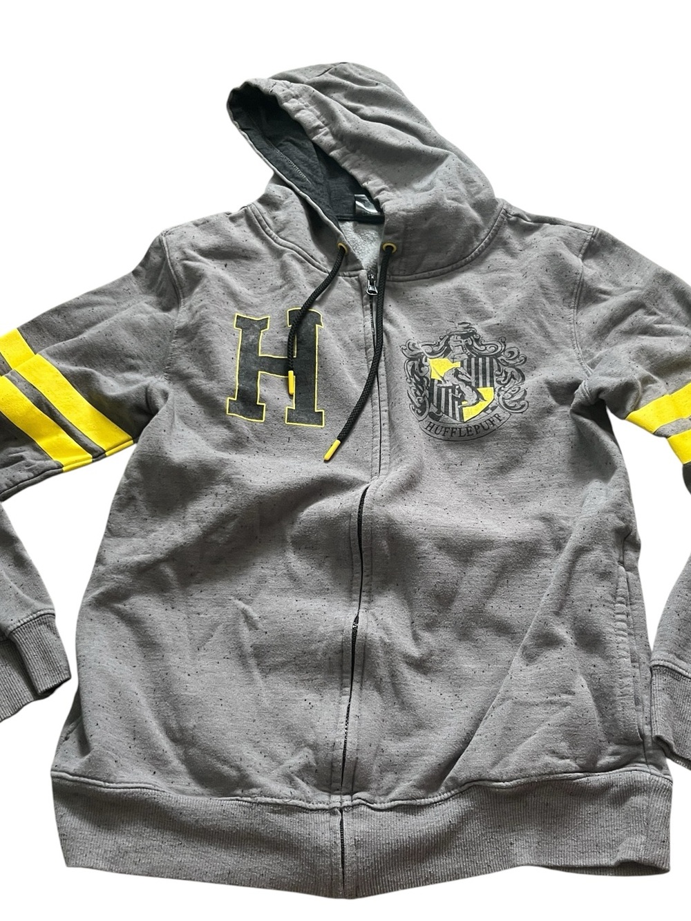 Harry Potter Hufflepuff Mens Hooded Zip Jacket Speckled Size Medium